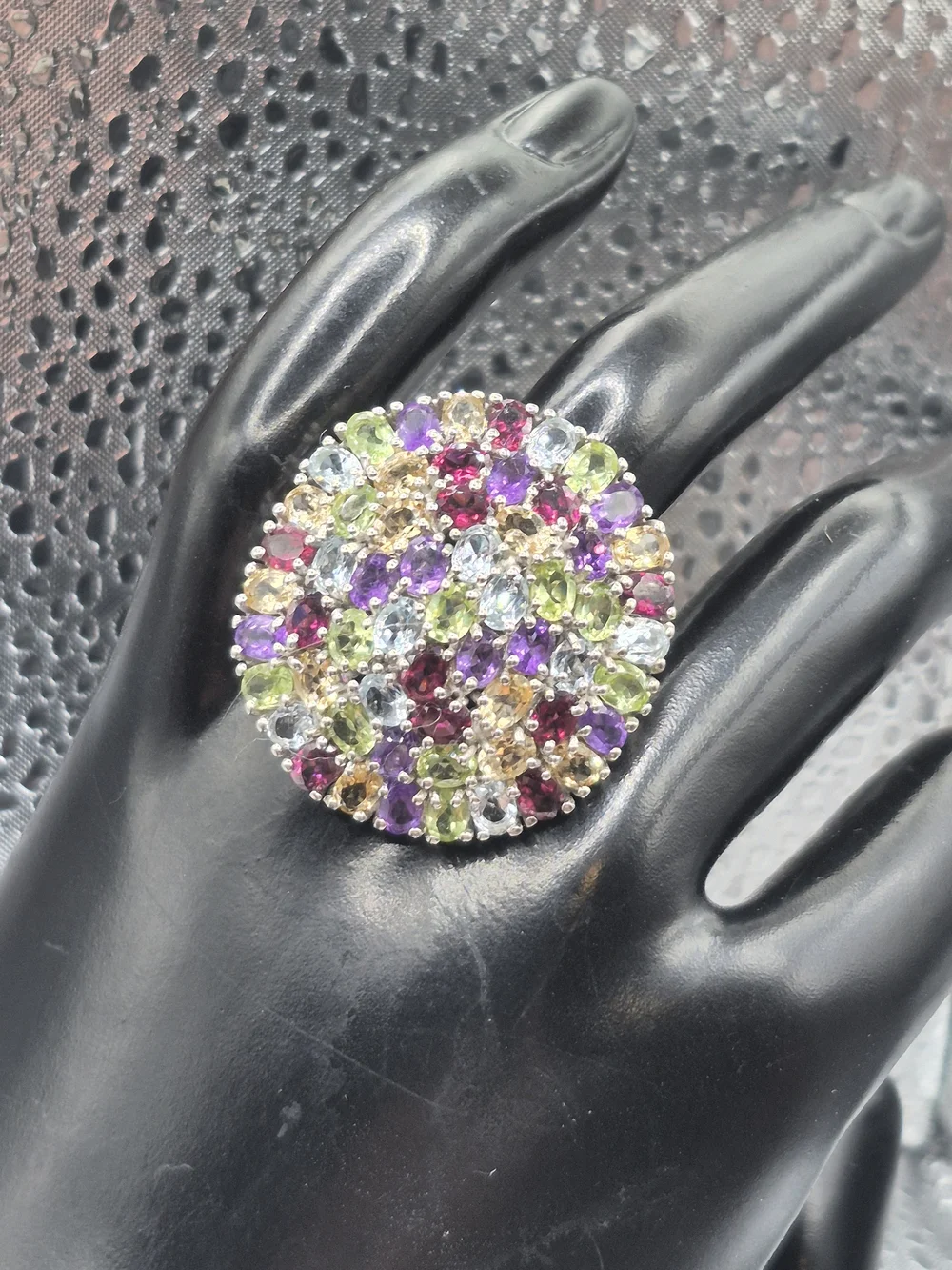 Evertrue Genuine Multi-Gemstone Dome Ring in Mixed Colors